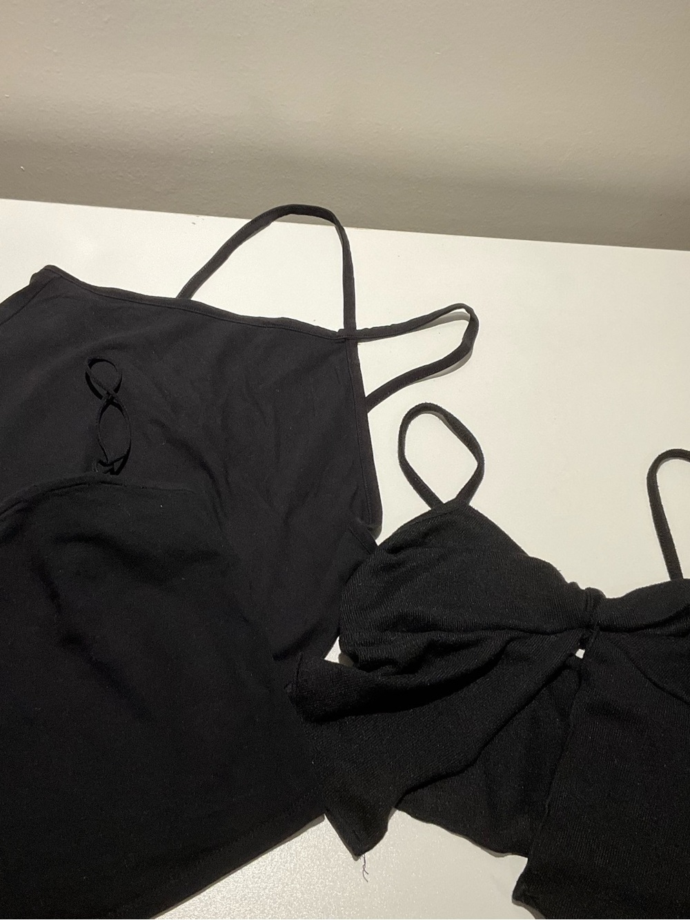 SET OF THREE - black cropped tanks